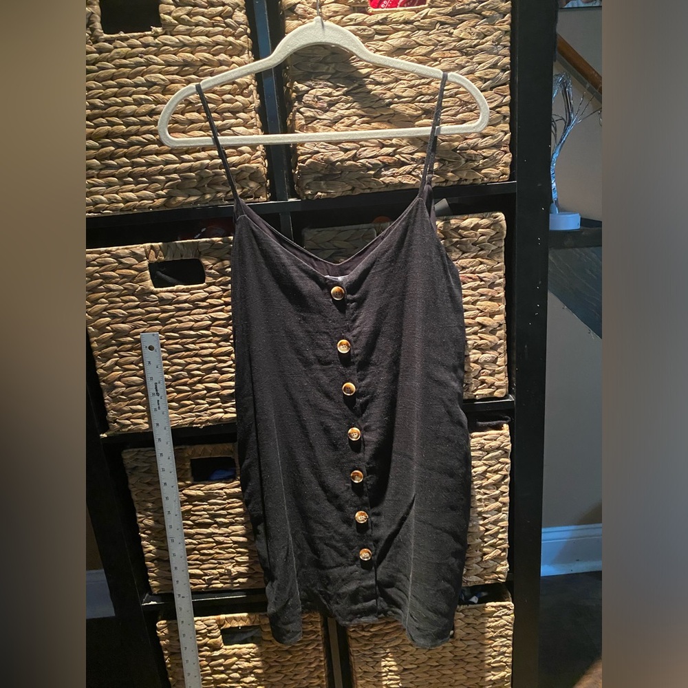 Boutique Linen mini button front dress w/pockets.
